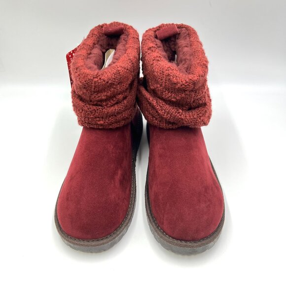 Muk Luks Womens Size 7 Burgundy Red Vegan Suede‎ Leather Boots Shoes - Picture 2 of 12